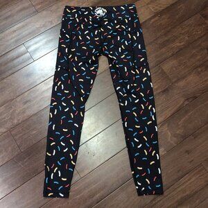 Feed Me Fight Me Sprinkle Black Leggings SIZE XL